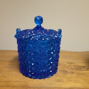 Fenton Daisy and Button Peking Blue II Candy Box & Lid